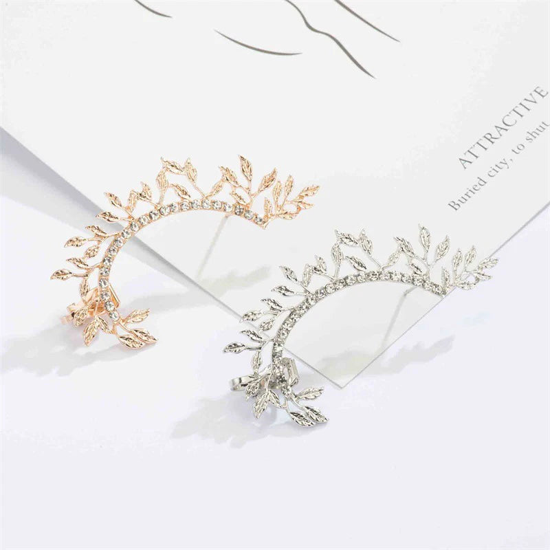 Modyle 2024 New Fashion Elegant Vintage Punk Gothic Crystal Rhinestone Ear Cuff Wrap Stud Clip Earrings