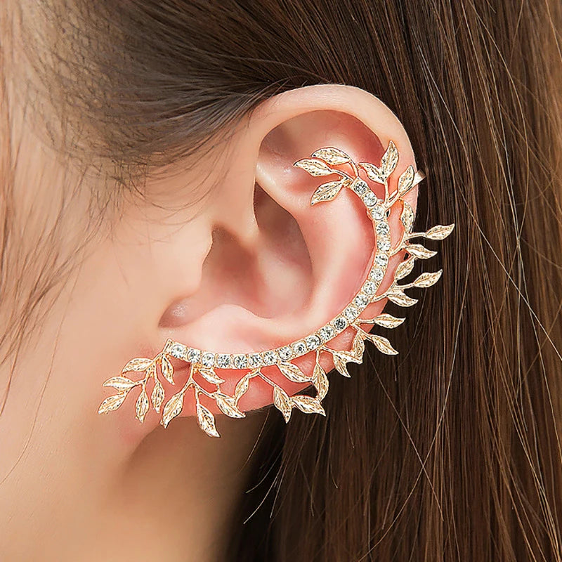 Modyle 2024 New Fashion Elegant Vintage Punk Gothic Crystal Rhinestone Ear Cuff Wrap Stud Clip Earrings