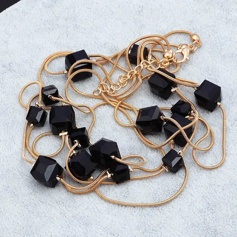 New Europe Fashion Crystal Jewelry Accessories, Austrian Crystal Bead Long Necklace Sweater Chain Necklaces & Pendants For Women