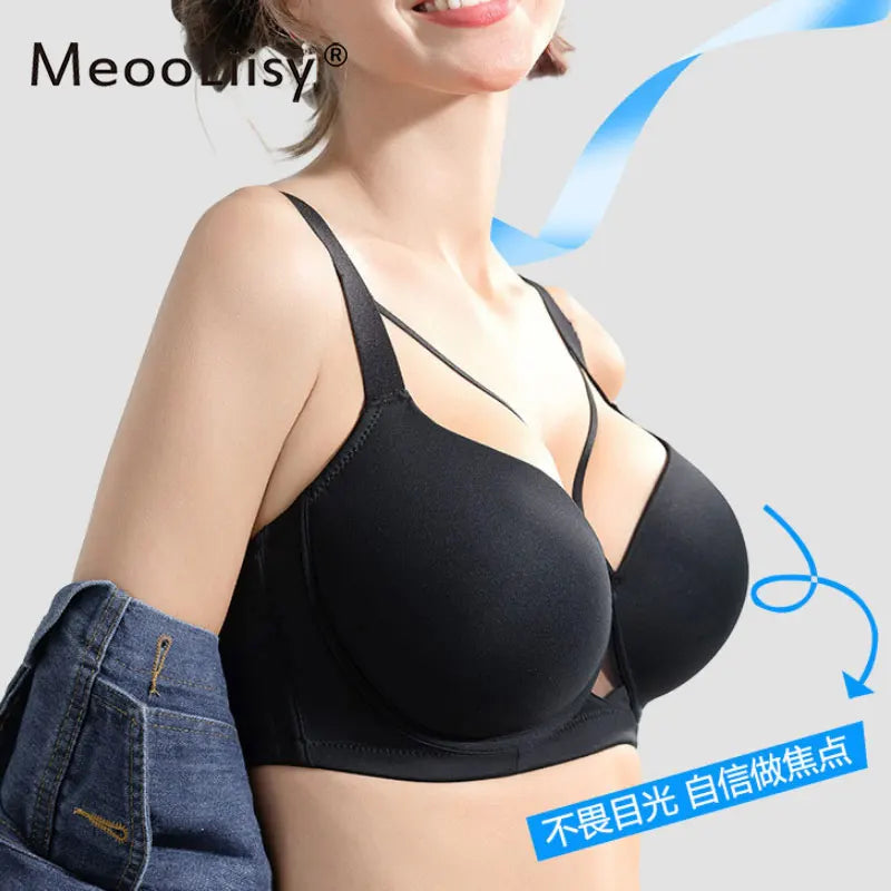 MeooLiisy Large Size D E Cup Seamless Underwear Women's Minimizer Thin Push Up Plunge Bras Lingerie Sexy de Femmes