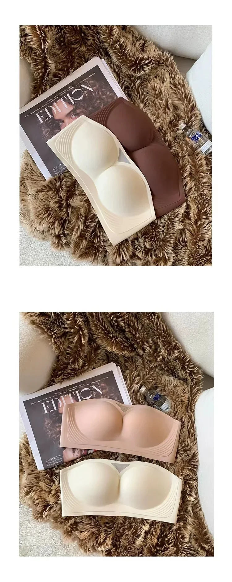 Women Sexy Strapless Anti-slip Bra Solid Invisible Push Up Bras Wireless Seamless Underwear Without Straps Bralette Lingerie