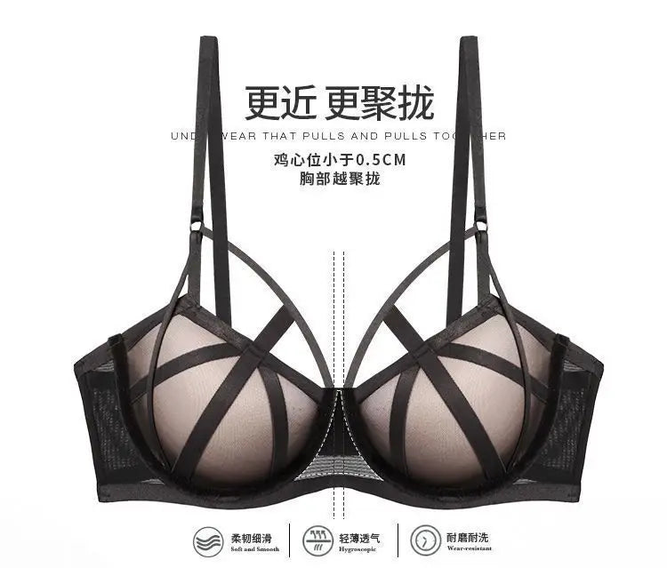 2 Pieces Fashion Lace Underwear Set Women Sexy Hollow Bandage Push Up Bra Set Europe High Quality Lingerie Plus Size Bras