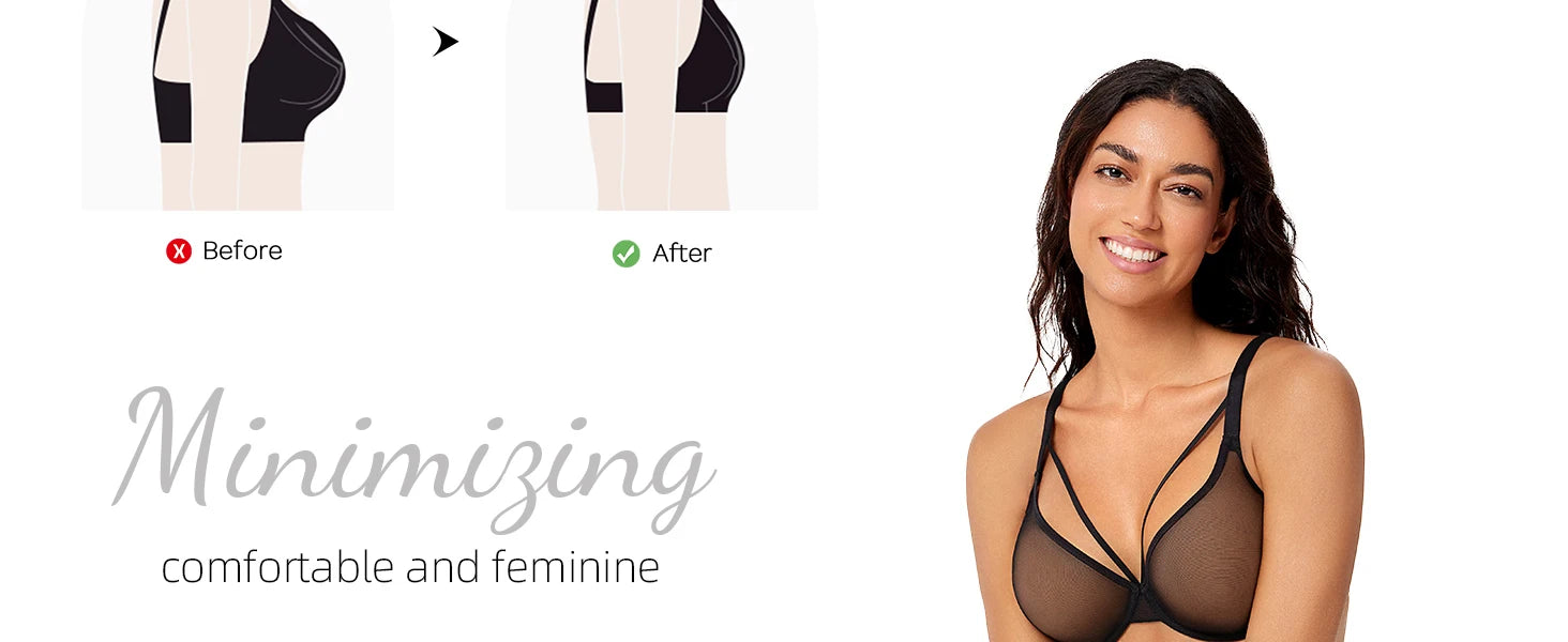 New Women Lace Bras Ultra Thin Mesh Hollow Out See Through Elastic Sexy Bra Adjusted Underwire Plus Size A B C D E F G H Cups