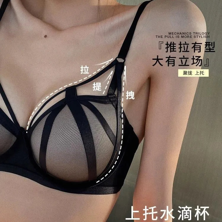 2 Pieces Fashion Lace Underwear Set Women Sexy Hollow Bandage Push Up Bra Set Europe High Quality Lingerie Plus Size Bras