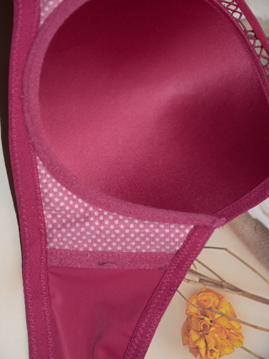 Diana Rose Sexy gathered support with underwire women's underwear polka dot print thin mold cup D cup bra