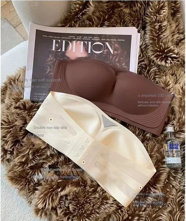 Women Sexy Strapless Anti-slip Bra Solid Invisible Push Up Bras Wireless Seamless Underwear Without Straps Bralette Lingerie