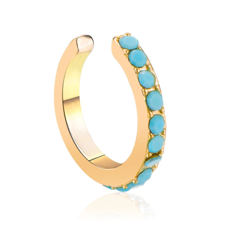 Modyle 2024 New Fashion Elegant Vintage Punk Gothic Crystal Rhinestone Ear Cuff Wrap Stud Clip Earrings