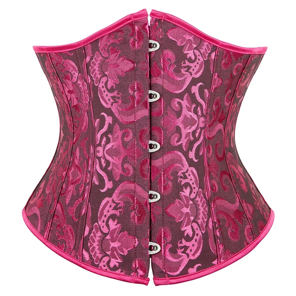 Women's Corset Underbust Floral Gothic Corsets Sexy Jacquard Bustiers Waist Trainer Bustier Woman Carnival Costume Plus Size