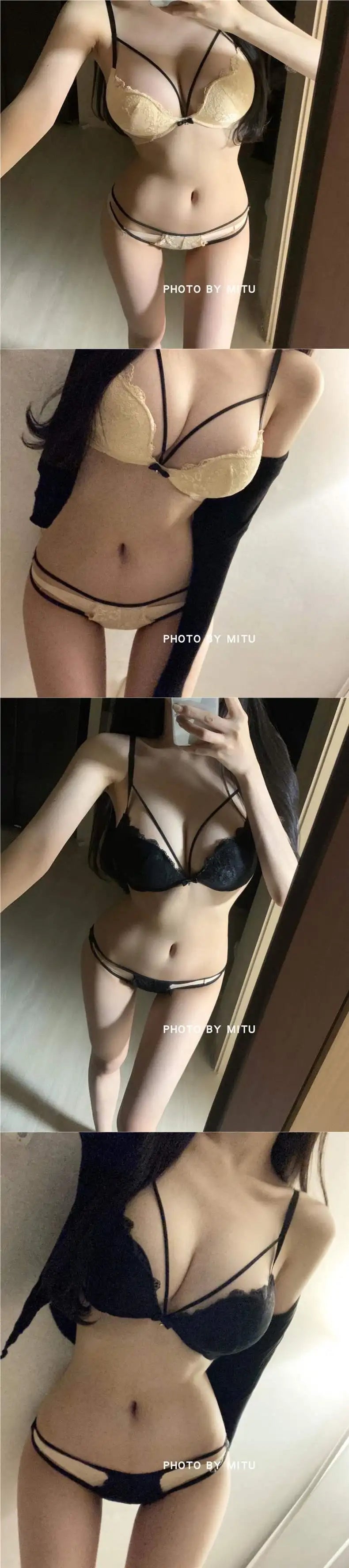 Thickened 6cm Bra Set Sexy Small Chest Appearance Ensemble for Flattening Chest And Collecting Breasts Underwear Set