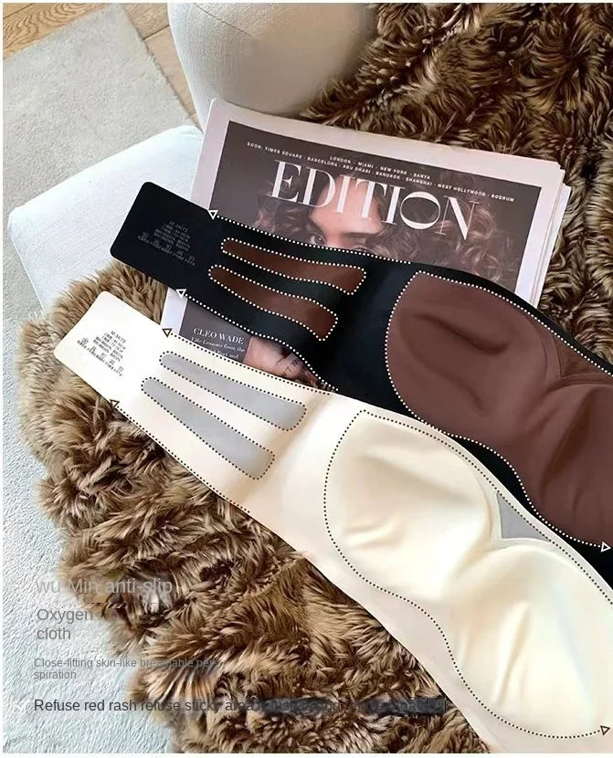 Women Sexy Strapless Anti-slip Bra Solid Invisible Push Up Bras Wireless Seamless Underwear Without Straps Bralette Lingerie