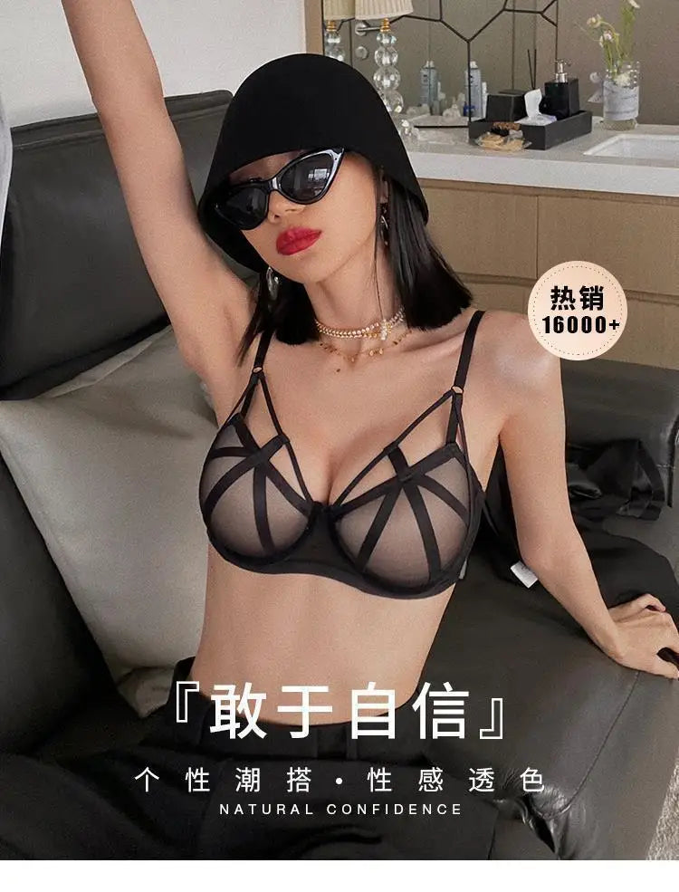 2 Pieces Fashion Lace Underwear Set Women Sexy Hollow Bandage Push Up Bra Set Europe High Quality Lingerie Plus Size Bras