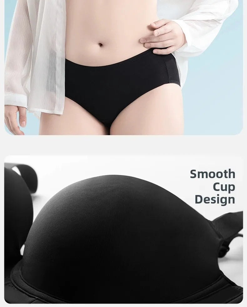 Plus Size Bra Women's Adjustable Thin Soft Steel Ring Push up Gathered Underwear Nylon Fabric 3/4 Cup Back Four Row Buckle