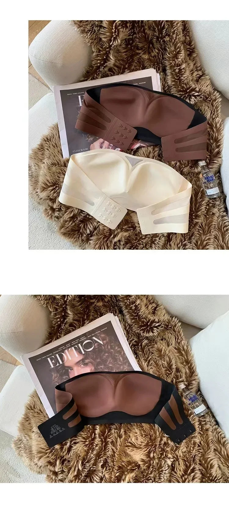 Women Sexy Strapless Anti-slip Bra Solid Invisible Push Up Bras Wireless Seamless Underwear Without Straps Bralette Lingerie