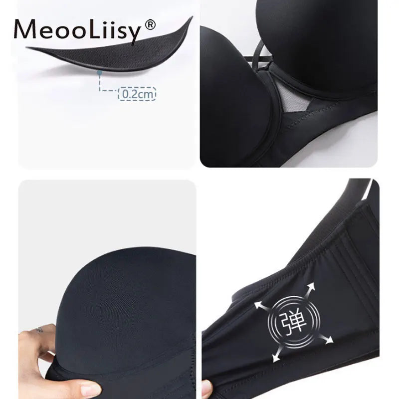 MeooLiisy Large Size D E Cup Seamless Underwear Women's Minimizer Thin Push Up Plunge Bras Lingerie Sexy de Femmes
