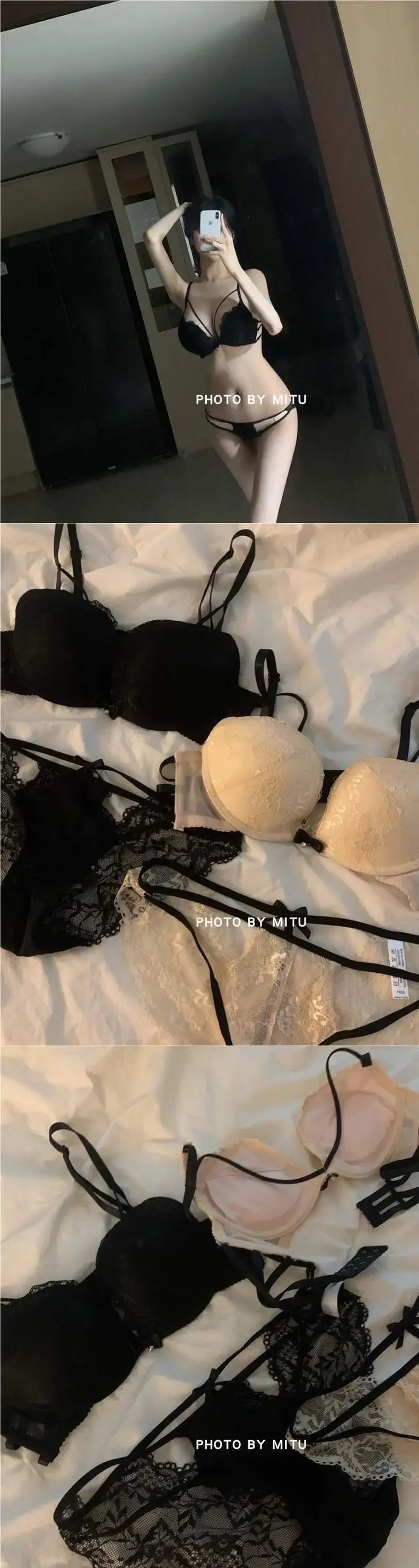 Thickened 6cm Bra Set Sexy Small Chest Appearance Ensemble for Flattening Chest And Collecting Breasts Underwear Set