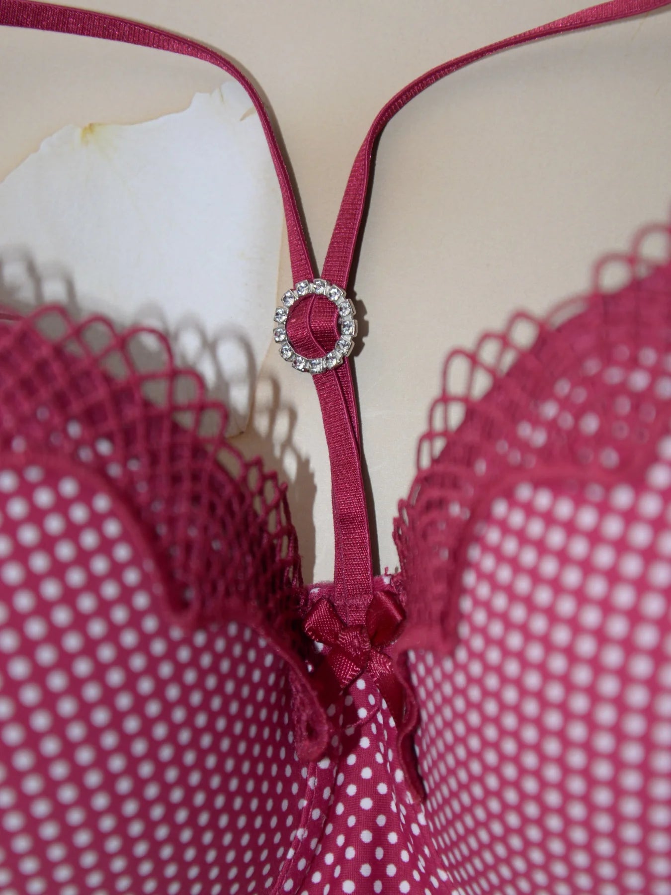 Diana Rose Sexy gathered support with underwire women's underwear polka dot print thin mold cup D cup bra