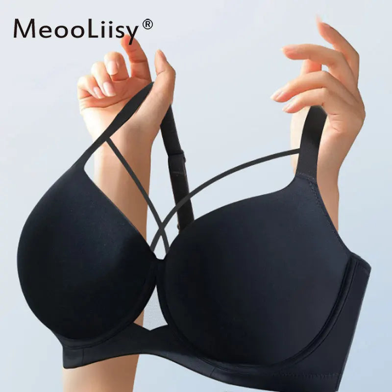 MeooLiisy Large Size D E Cup Seamless Underwear Women's Minimizer Thin Push Up Plunge Bras Lingerie Sexy de Femmes