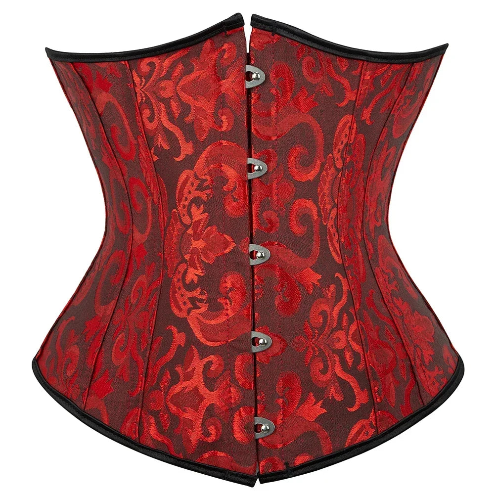 Women's Corset Underbust Floral Gothic Corsets Sexy Jacquard Bustiers Waist Trainer Bustier Woman Carnival Costume Plus Size