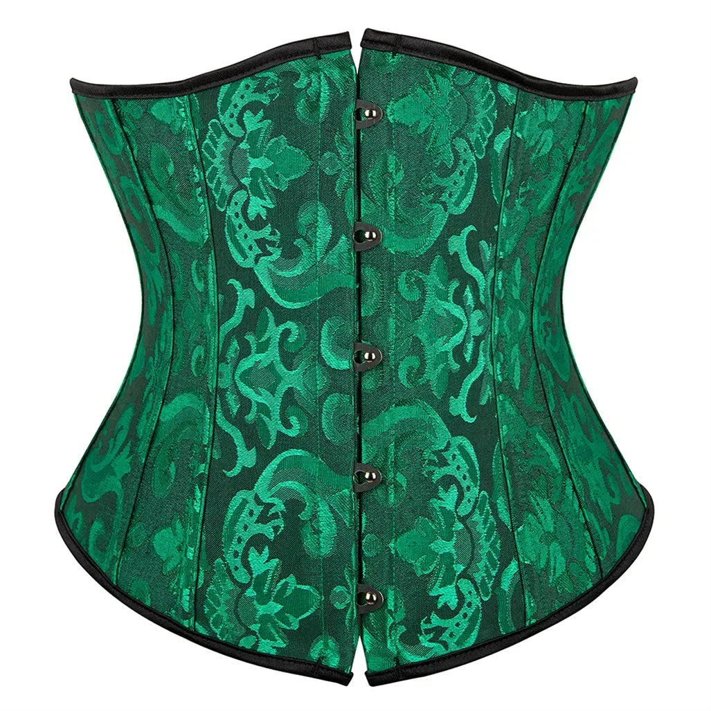 Women's Corset Underbust Floral Gothic Corsets Sexy Jacquard Bustiers Waist Trainer Bustier Woman Carnival Costume Plus Size