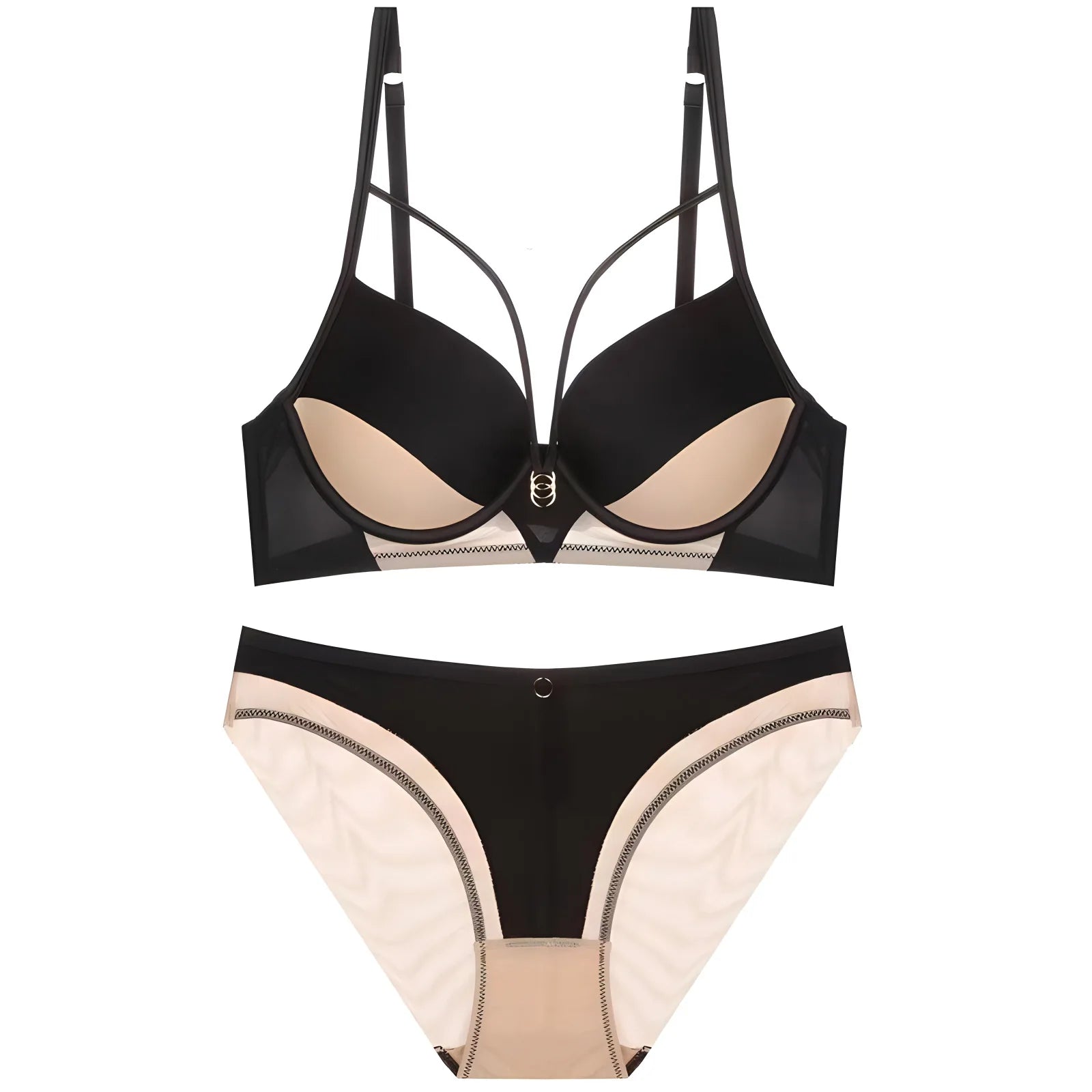 Skeleton Solid Color Plus Size CD Size Lingerie SuitPush Up Bra Set Adjustable Brassiere With Comfort Panties