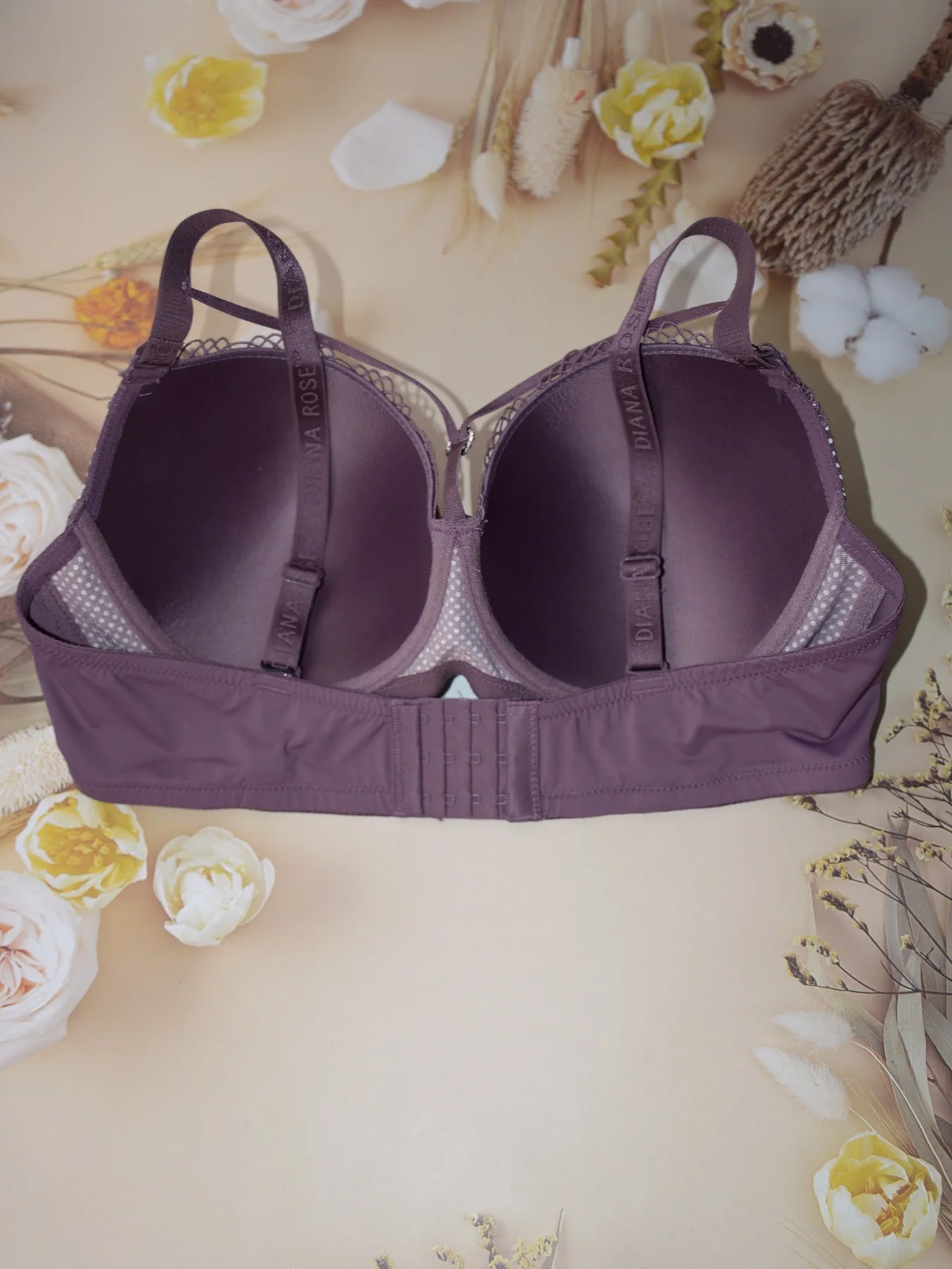 Diana Rose Sexy gathered support with underwire women's underwear polka dot print thin mold cup D cup bra