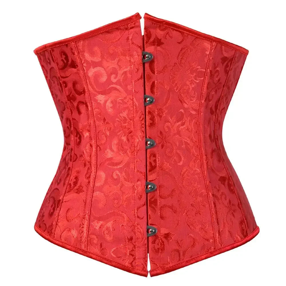 Women's Corset Underbust Floral Gothic Corsets Sexy Jacquard Bustiers Waist Trainer Bustier Woman Carnival Costume Plus Size