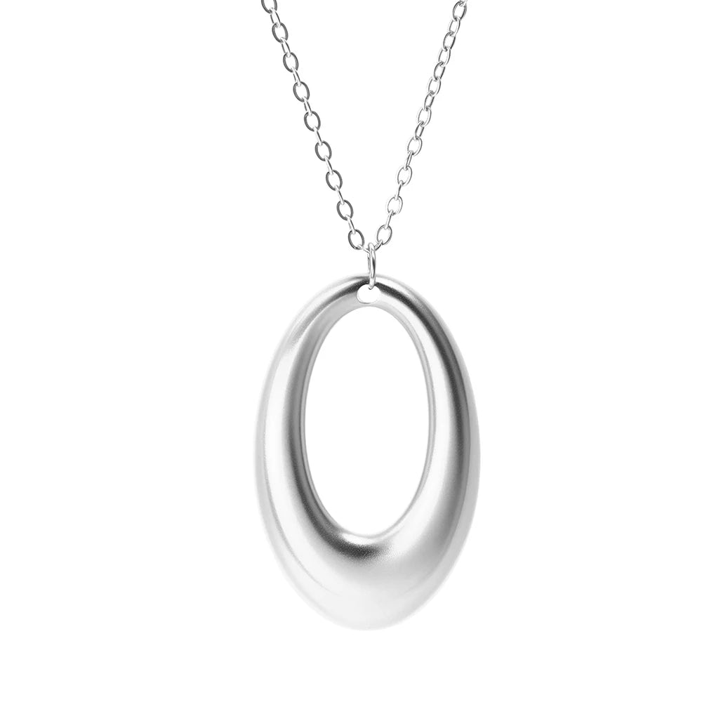 DOTIFI  Stainless Steel Delicate Hollow Arc Circle Geometric Pendant Necklace Female Fashion Minimalist Commuter Long Necklace