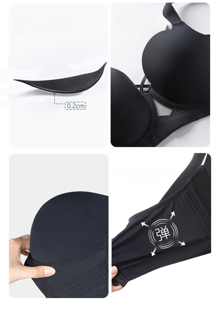 Large Size Seamless Lingerie for Women Thin and Sexy Bra Comfortable Top Up Push-up  Anti Sagging Sports Breast Collection Bras