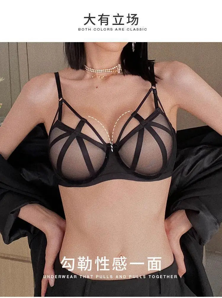 2 Pieces Fashion Lace Underwear Set Women Sexy Hollow Bandage Push Up Bra Set Europe High Quality Lingerie Plus Size Bras