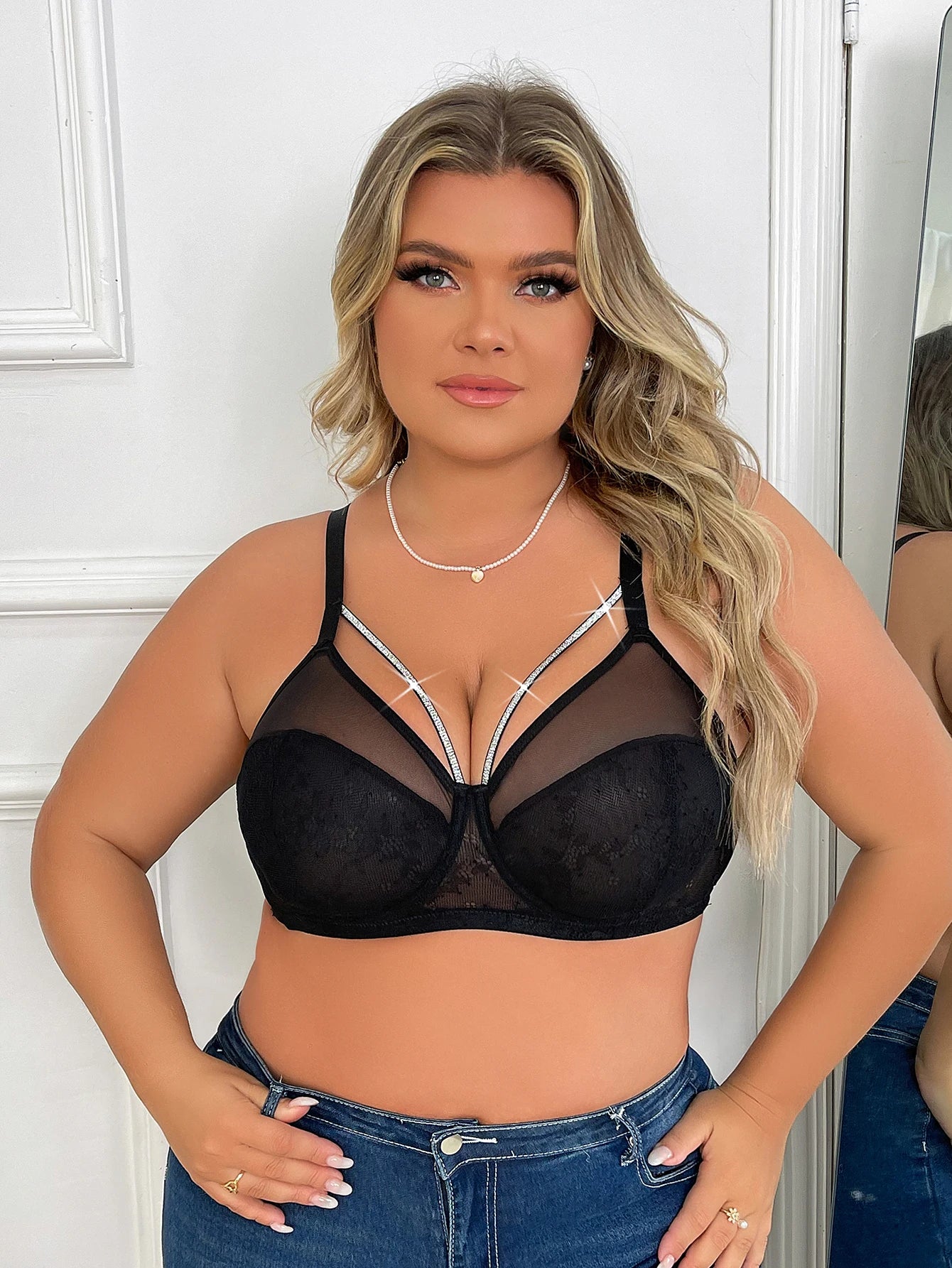 Women's Plus Size Underwear With Half Cup Pull Up And Anti Sagging Solid Color Design Suitable For Plump Women XL-XXL HR2488