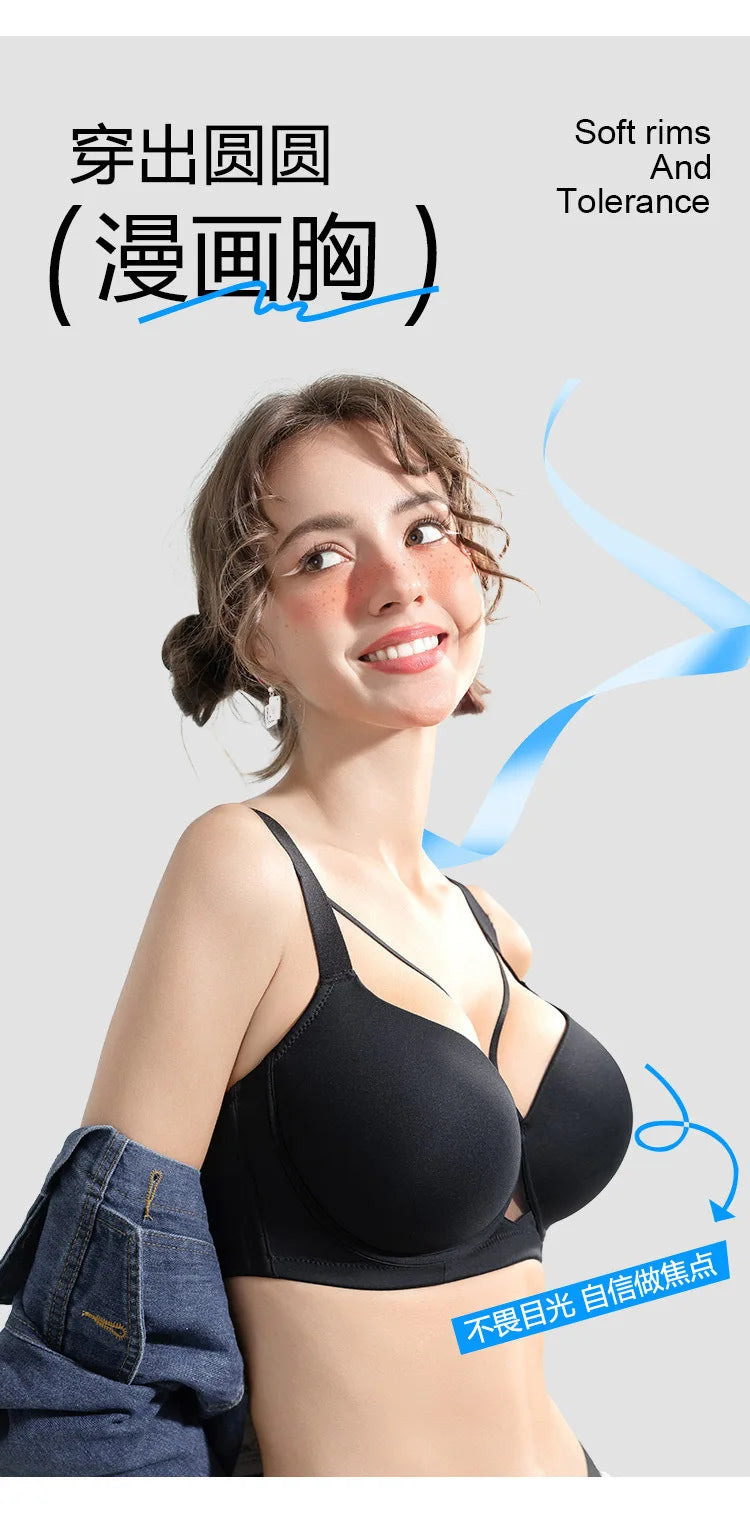 MeooLiisy Large Size D E Cup Seamless Underwear Women's Minimizer Thin Push Up Plunge Bras Lingerie Sexy de Femmes