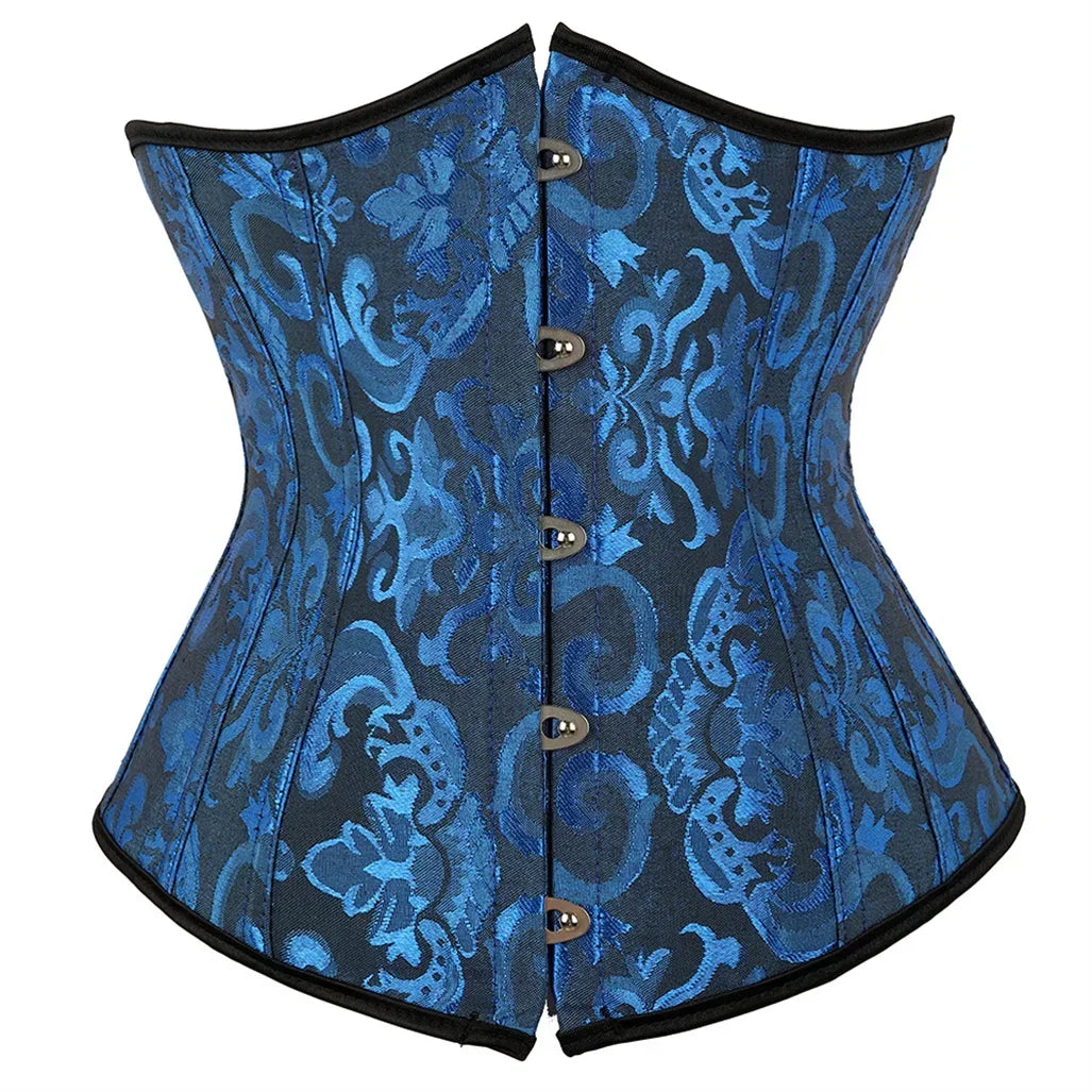 Women's Corset Underbust Floral Gothic Corsets Sexy Jacquard Bustiers Waist Trainer Bustier Woman Carnival Costume Plus Size