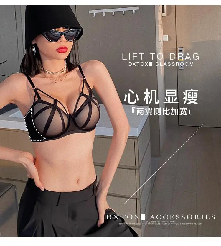 2 Pieces Fashion Lace Underwear Set Women Sexy Hollow Bandage Push Up Bra Set Europe High Quality Lingerie Plus Size Bras