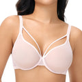 New Women Lace Bras Ultra Thin Mesh Hollow Out See Through Elastic Sexy Bra Adjusted Underwire Plus Size A B C D E F G H Cups