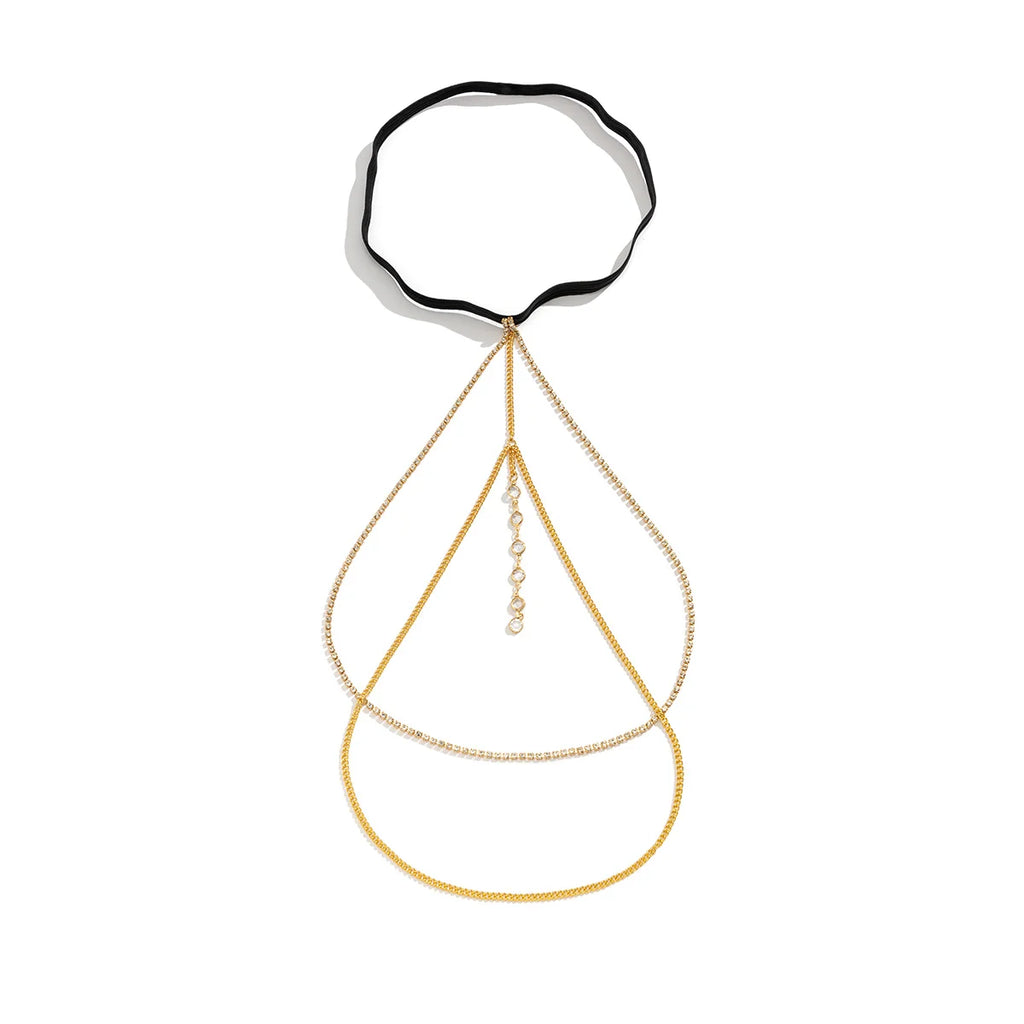 IngeSight.Z Bohemian Crystal Elastic Leg Thigh Chain for Women Sexy Multilayer Tassel Rhinestone Harness Adjustable Body Jewelry