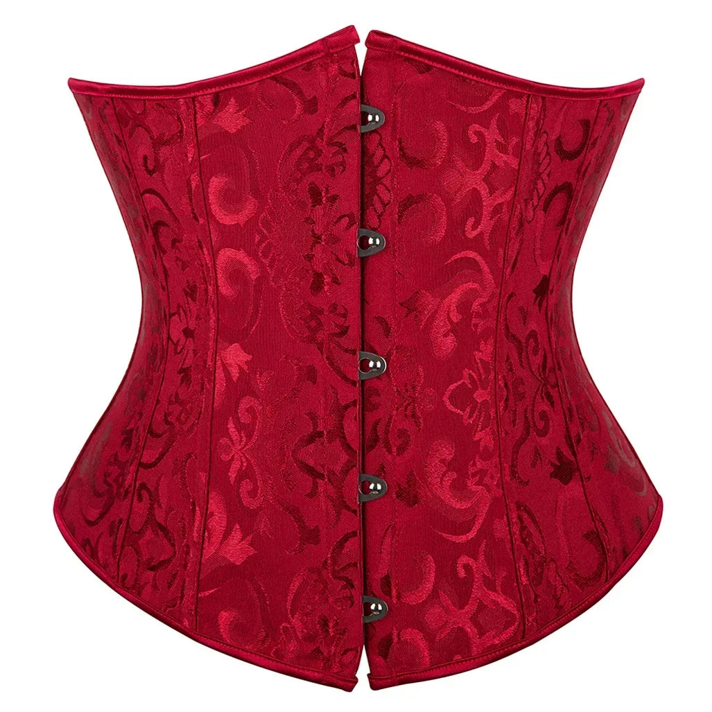 Women's Corset Underbust Floral Gothic Corsets Sexy Jacquard Bustiers Waist Trainer Bustier Woman Carnival Costume Plus Size