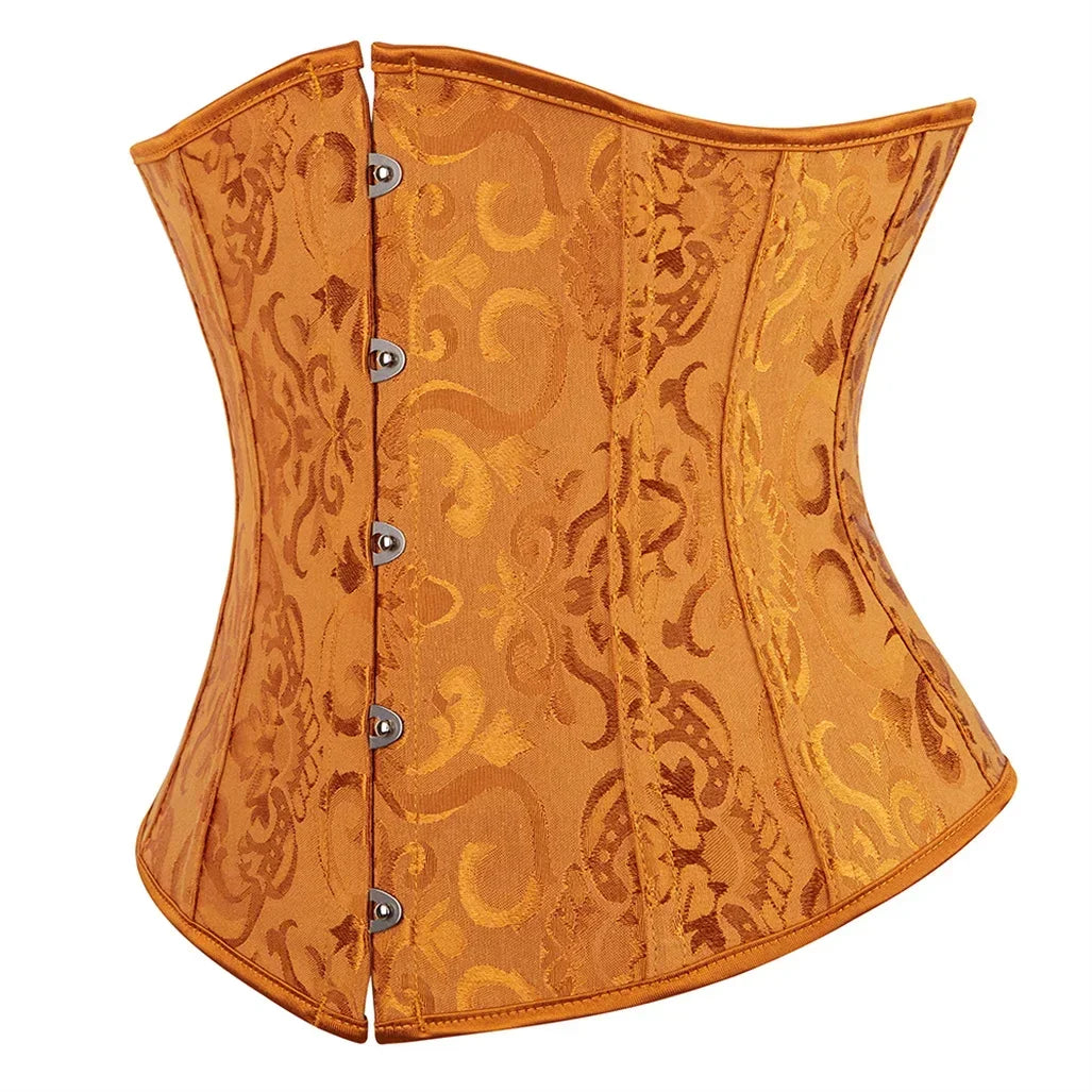 Women's Corset Underbust Floral Gothic Corsets Sexy Jacquard Bustiers Waist Trainer Bustier Woman Carnival Costume Plus Size