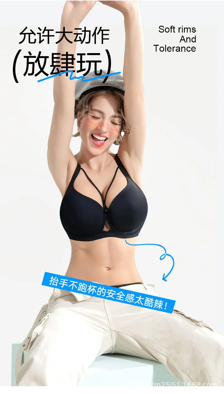 MeooLiisy Large Size D E Cup Seamless Underwear Women's Minimizer Thin Push Up Plunge Bras Lingerie Sexy de Femmes