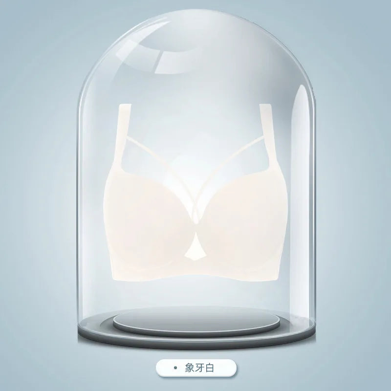 Plus Size Bra Women's Adjustable Thin Soft Steel Ring Push up Gathered Underwear Nylon Fabric 3/4 Cup Back Four Row Buckle