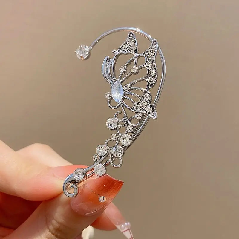 Fashion Zircon Butterfly Ear Clips Sparkling Rhinestone Ear Cuff Clips Earrings Without Piercing For Women Wedding Jewelry Gifts