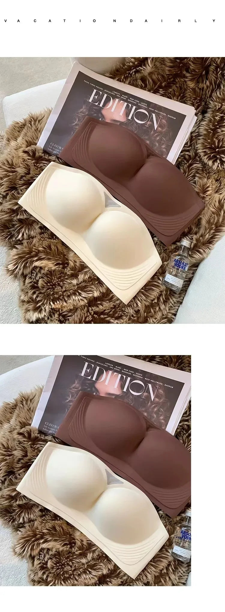 Women Sexy Strapless Anti-slip Bra Solid Invisible Push Up Bras Wireless Seamless Underwear Without Straps Bralette Lingerie