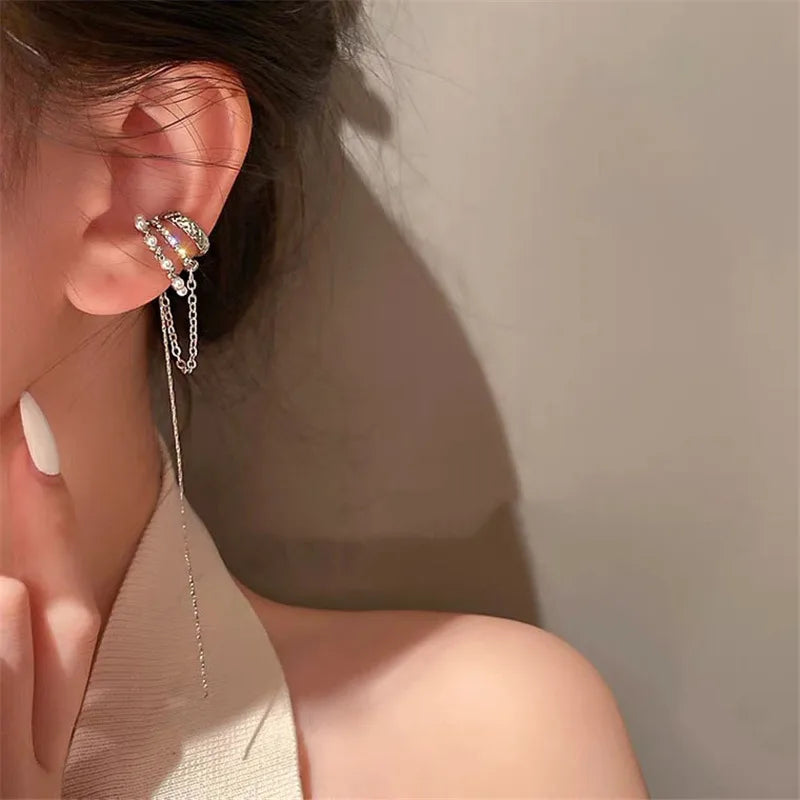 Fashion Zircon Butterfly Ear Clips Sparkling Rhinestone Ear Cuff Clips Earrings Without Piercing For Women Wedding Jewelry Gifts