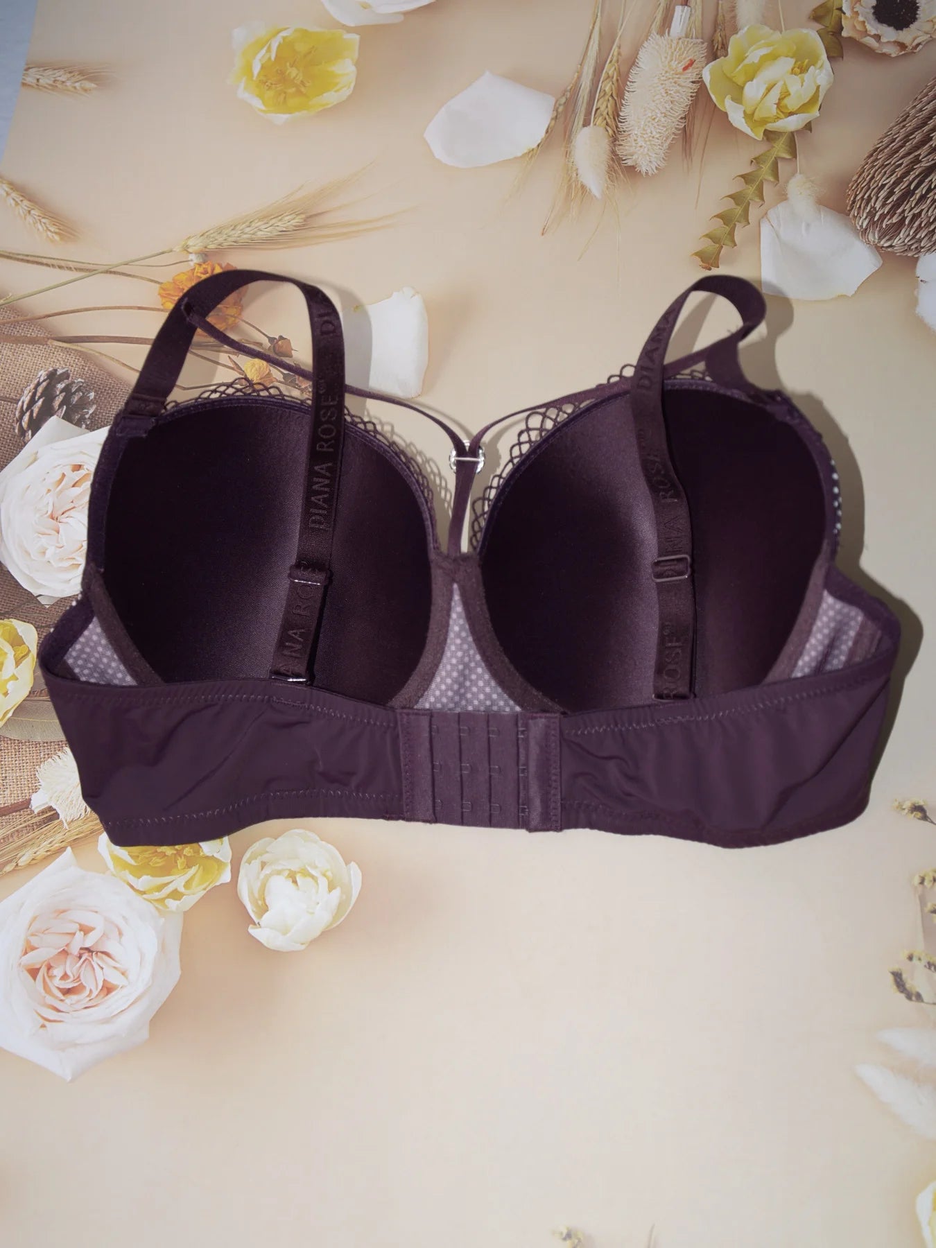 Diana Rose Sexy gathered support with underwire women's underwear polka dot print thin mold cup D cup bra