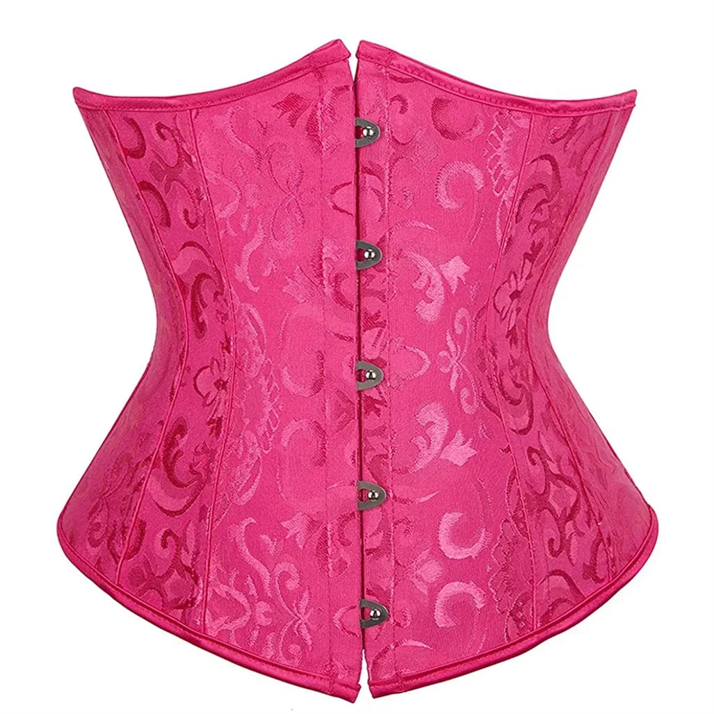 Women's Corset Underbust Floral Gothic Corsets Sexy Jacquard Bustiers Waist Trainer Bustier Woman Carnival Costume Plus Size