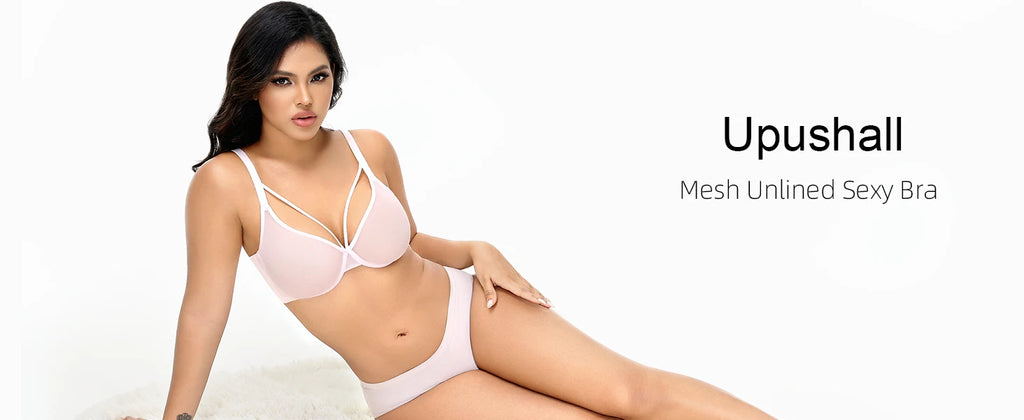 New Women Lace Bras Ultra Thin Mesh Hollow Out See Through Elastic Sexy Bra Adjusted Underwire Plus Size A B C D E F G H Cups