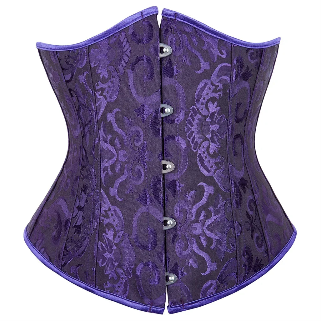 Women's Corset Underbust Floral Gothic Corsets Sexy Jacquard Bustiers Waist Trainer Bustier Woman Carnival Costume Plus Size
