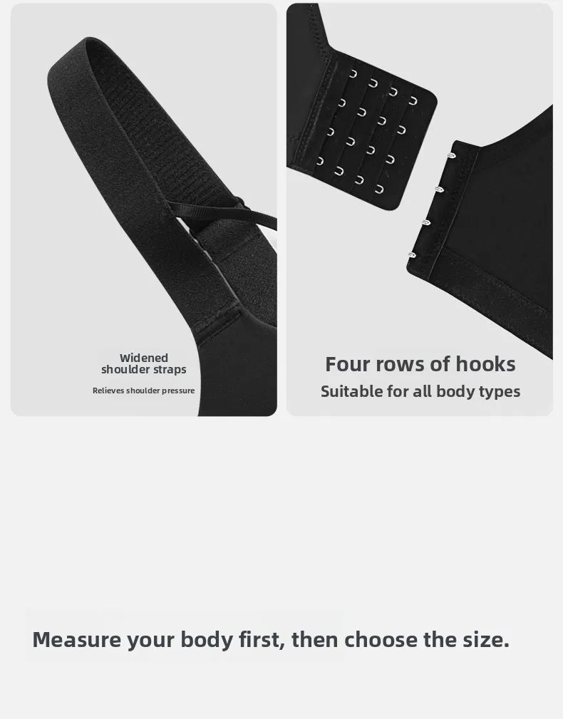 Plus Size Bra Women's Adjustable Thin Soft Steel Ring Push up Gathered Underwear Nylon Fabric 3/4 Cup Back Four Row Buckle