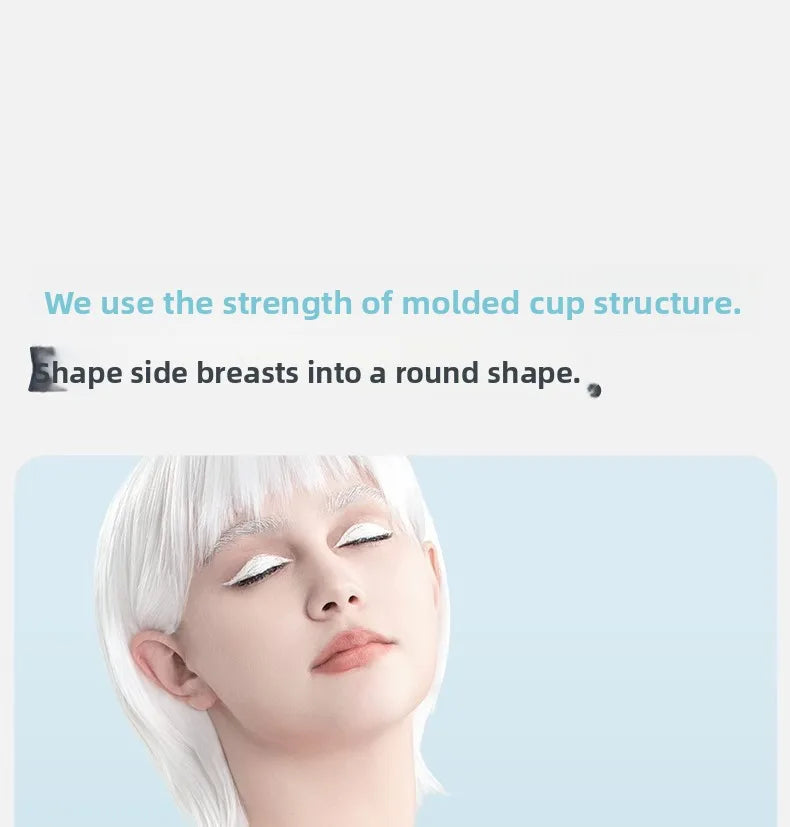 Plus Size Bra Women's Adjustable Thin Soft Steel Ring Push up Gathered Underwear Nylon Fabric 3/4 Cup Back Four Row Buckle