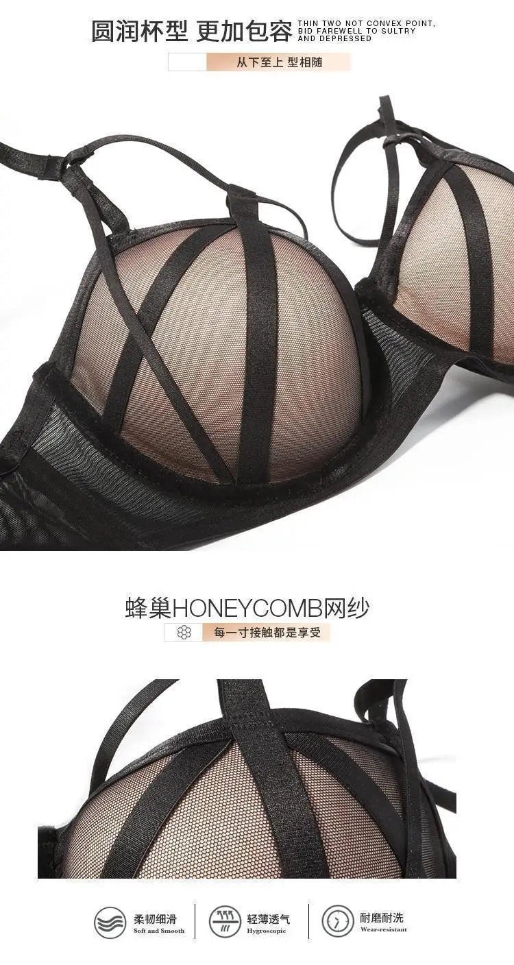 2 Pieces Fashion Lace Underwear Set Women Sexy Hollow Bandage Push Up Bra Set Europe High Quality Lingerie Plus Size Bras