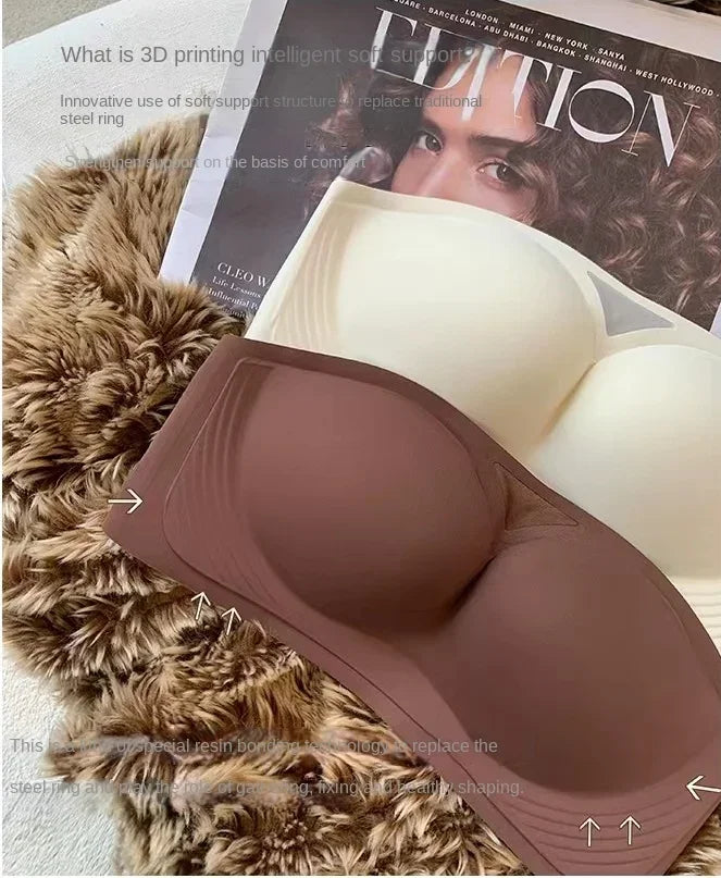 Women Sexy Strapless Anti-slip Bra Solid Invisible Push Up Bras Wireless Seamless Underwear Without Straps Bralette Lingerie